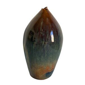 Vintage Studio Pottery Vase With Intentional Chips At Opening Bud Vase